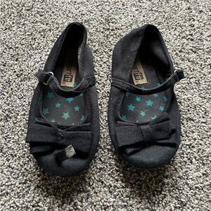 SmartFit Toddler Girl Black Ballerina Bow Flats, Size 7